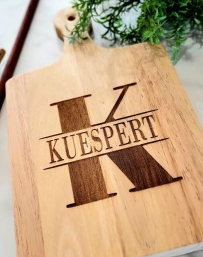 Miicol Monogram Wood Cheese Board Set With Spreader - Initial Letter K, Natural Oak, 10x7.5 Inch